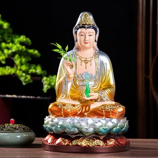 家用观音佛像12寸16寸19寸26寸红衣观世音菩萨树脂佛像观音娘娘