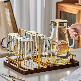 高硼硅水杯套装家用客厅待客耐高温喝水杯子大容量玻璃泡绿茶杯具