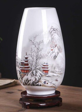 鸡毛掸子收纳瓶陶瓷器小花瓶摆件客厅插花中式家居装饰品电视复古