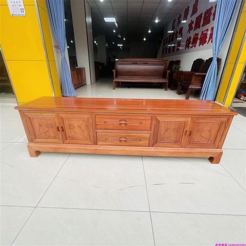 红木全实木电视柜新中式菠萝格木地柜2米2.2木液晶影视柜纯木原木