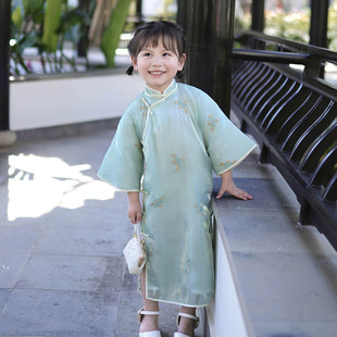 全开襟儿童复古旗袍连衣裙传统民国风小旗袍女童日常国潮中式