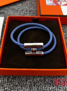 轻奢风法式优雅气质时q尚大方双层皮绳镀金手錬男女情侣同款七夕