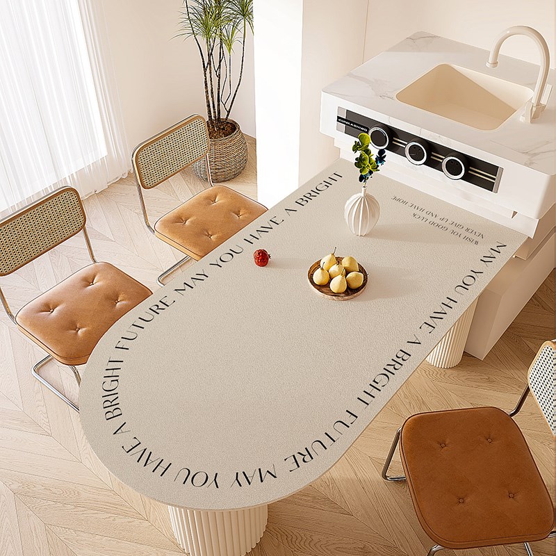 法式奶油风餐桌垫岛台桌布半圆x弧形防热自由裁剪定制logo茶几桌