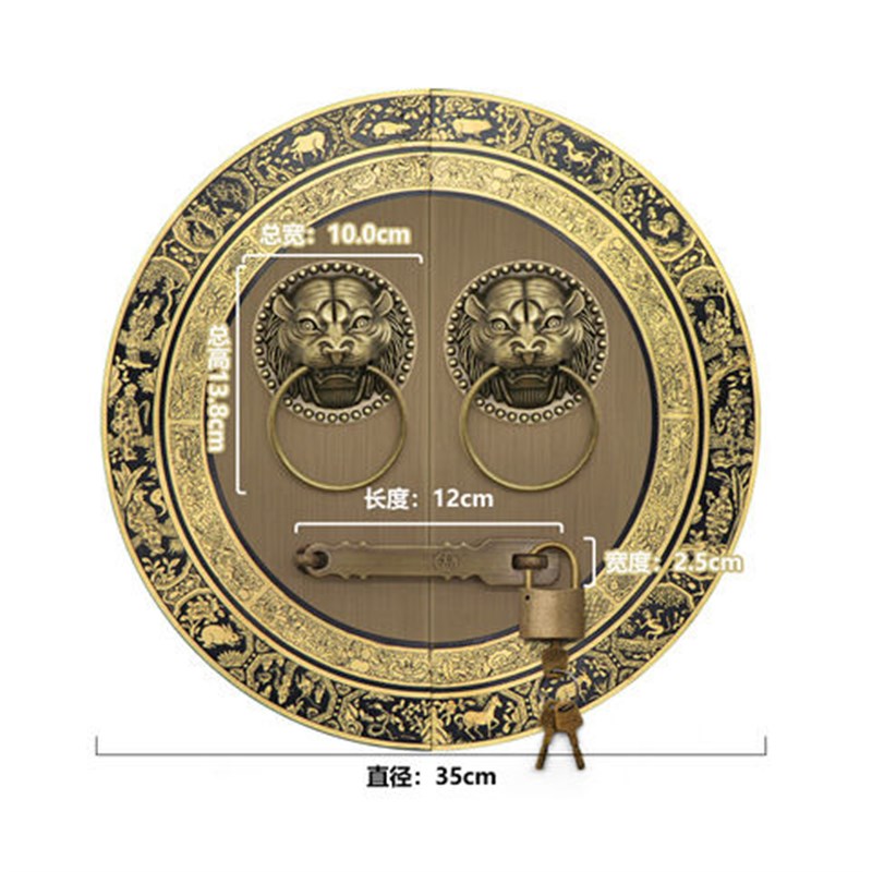 中式仿古门环拉手纯铜q大门栓插销锁搭扣院木门锁扣老式复古门把