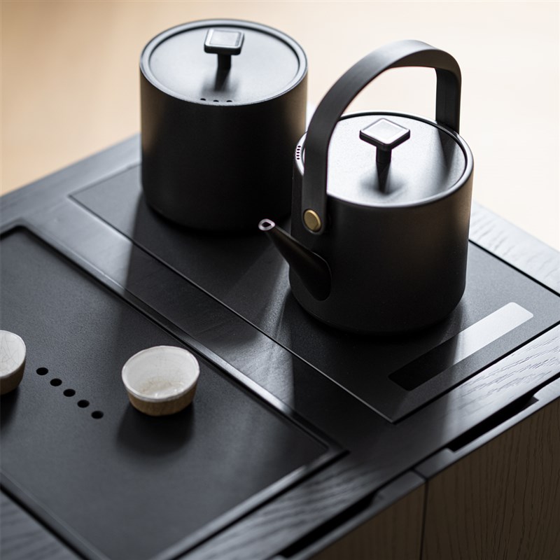 白蜡木榻榻e米茶几实木边几阳台可移动小茶台可自动上水矮款茶水