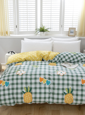 纯棉被套单件1.6x2.1双人学生宿舍绿色棉质I单人全棉被罩220x240c