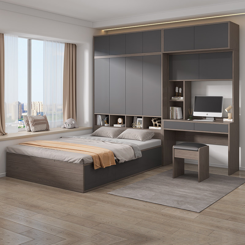 榻榻米床衣柜一体实木小户型书桌床柜组合多功能省空间储物儿童床,住宅家具,衣柜床,淘宝优惠券,粉丝福利购,淘宝优惠卷