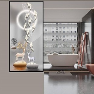 高档定制艺术玻璃l隔断磨砂钢化现代简约入户玄关柜装饰卫生间半