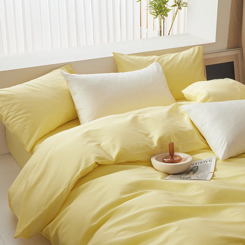 纯棉被套单件 全棉纯色鹅黄单双人200x230简约风被罩被子套被芯套,床上用品,被套,淘宝优惠券,粉丝福利购,淘宝优惠卷