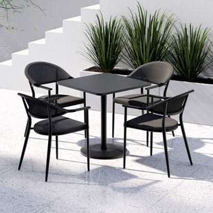 户外岩板小圆桌餐桌露台庭院咖啡厅餐桌接待室桌子洽谈桌方桌茶几