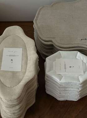 「pata studio」全麻 亚麻 手工 餐具垫 杯垫白色米白色绢花其他