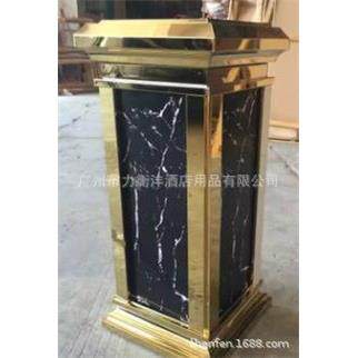 钛金大理石垃圾桶皇家座地垃圾桶四方形大理石垃圾桶