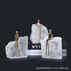 轻奢小铜人晶石别墅饰品样板间装饰软装玄关客厅电视柜书房摆件