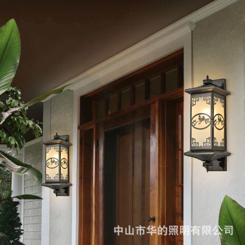 新中式全铜户外防水壁灯家用别墅大门口柱子灯阳台走廊庭院花园灯