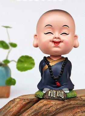 小沙弥车载摇头摆件一禅s淡定新款汽车饰品一休淡定点头小和尚禅