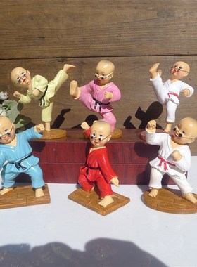 白衣彩衣少林武功夫小子和尚摆件 E大号树脂罗汉摆设家饰车饰武馆