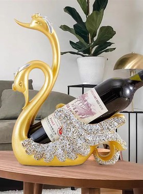 北欧轻奢天鹅红酒架高档创意家居玄关客厅酒N柜装饰品乔迁新居摆