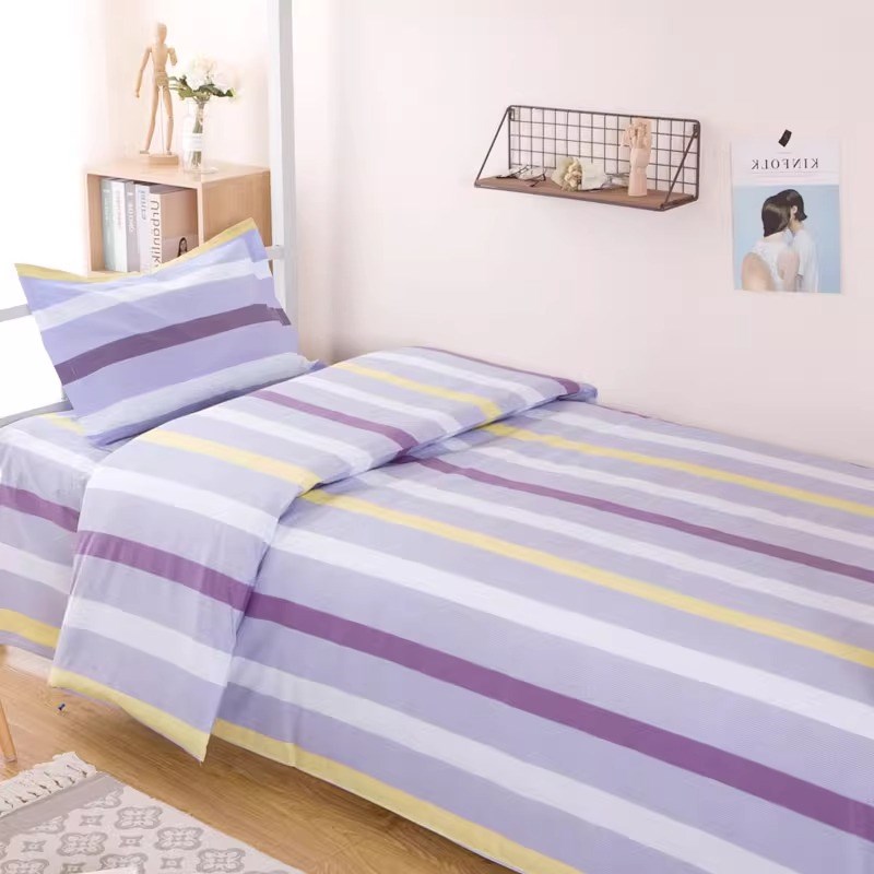 学生宿舍b三件套单人床1.2米床单被套蓝格子学校1m四件套床上用品