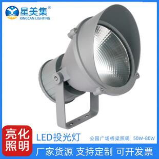 led防水投光灯楼体外墙圆形投射灯50W80W大功率工程建设投光灯