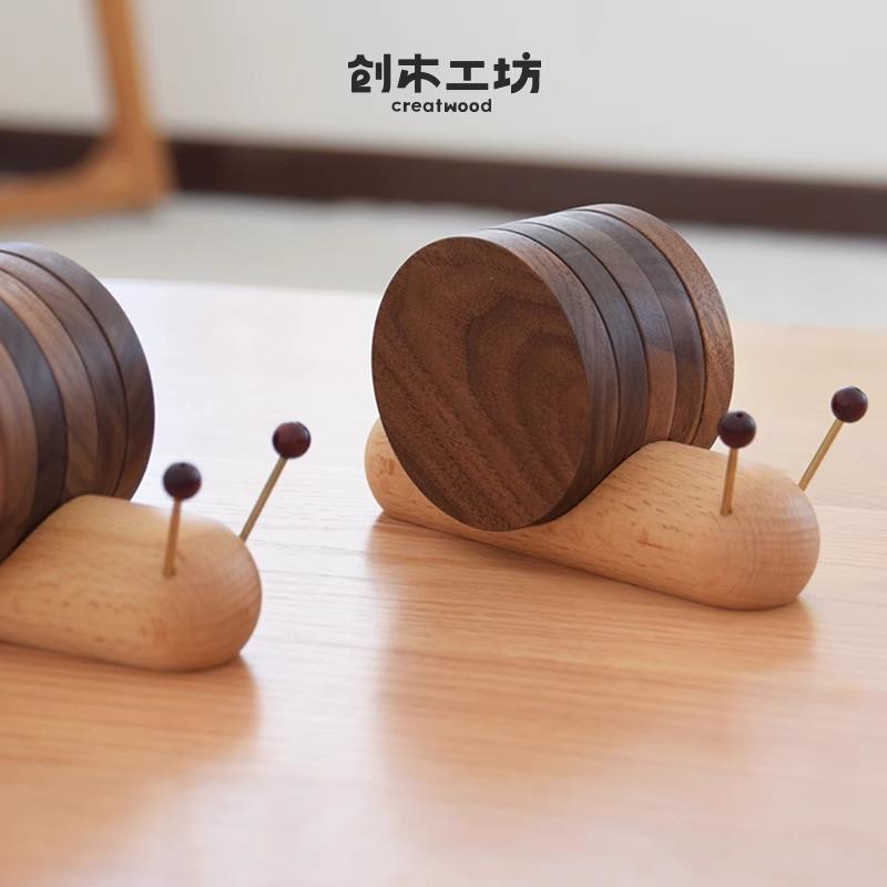蜗牛杯垫隔热防烫套装摆件磁铁杯托茶杯碗垫子创意可爱杯垫