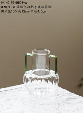 COVENT/LIME带绿色双把手玻璃花瓶
