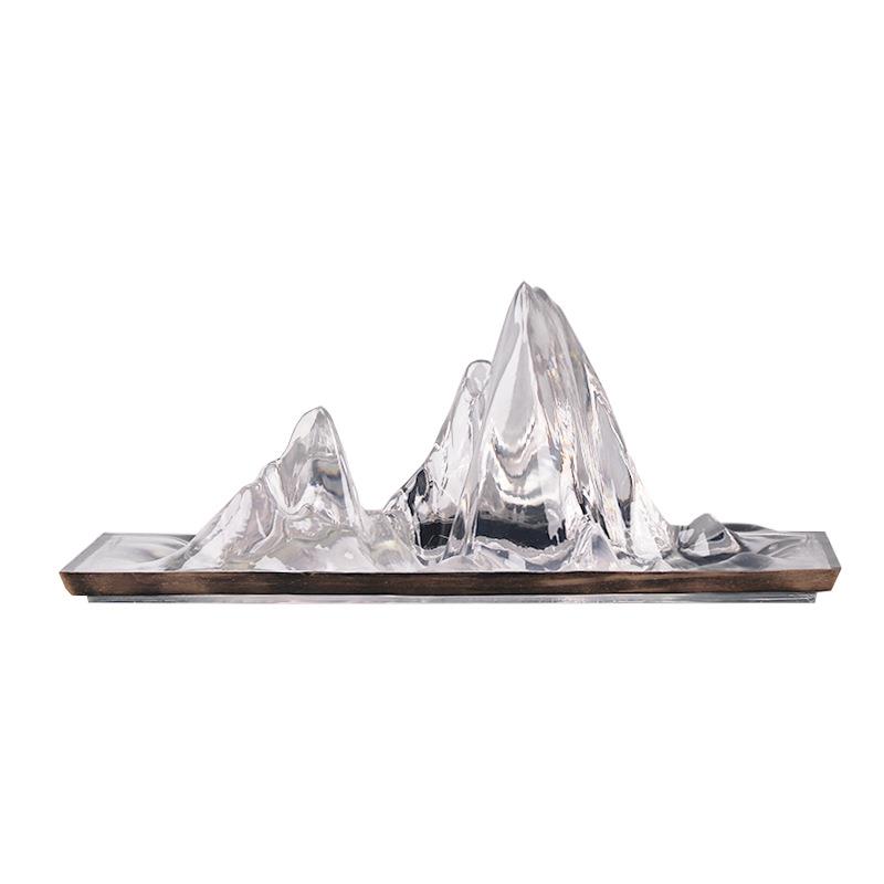 禅意新中式现代透明水晶假山盆景雕塑摆件售楼处样板房装饰品精致