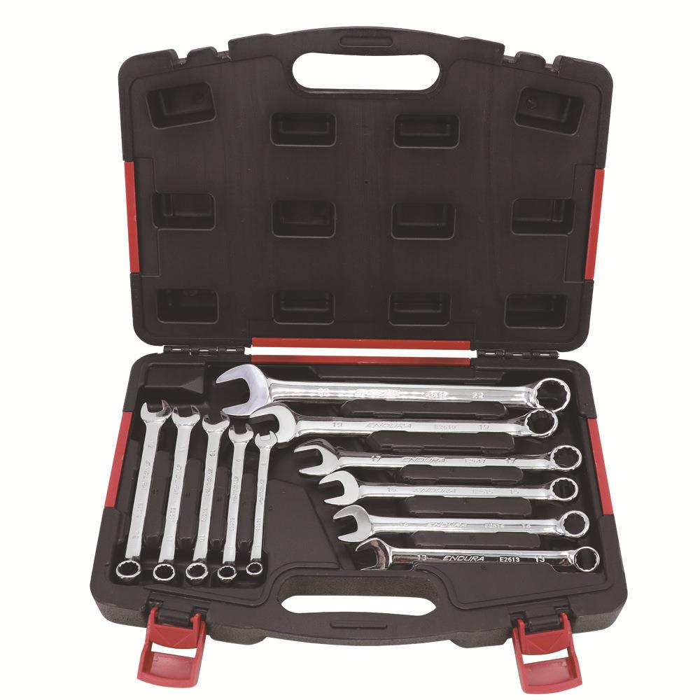 力易得11件全抛光两用扳手套装梅开扳手组套8-22mm E1528