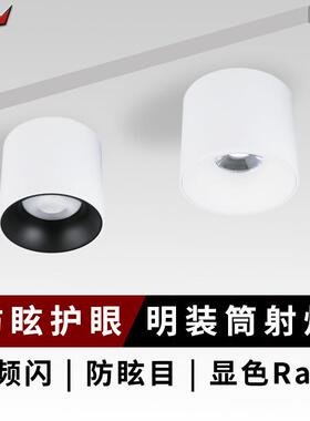 led明装射灯高显指防眩光大功率商照COB筒灯30W免开孔吸顶无主灯
