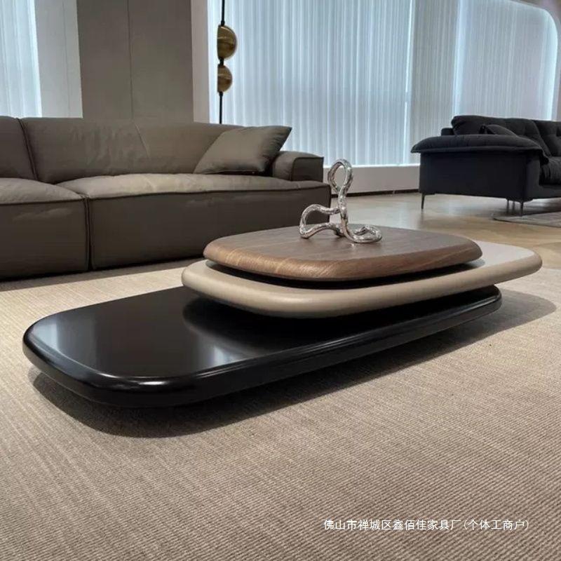 家用旋转茶几别墅意式极简意大利设计师创意悬浮大户型茶桌高级款