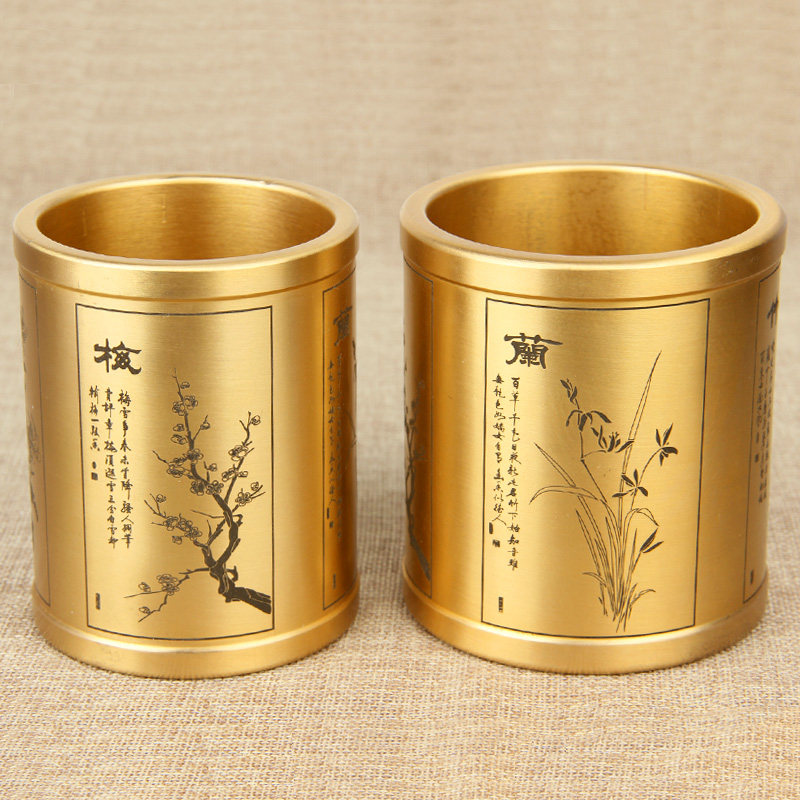 铜五牛图笔筒 铜笔筒摆件铜大梅兰竹菊笔筒摆件商务礼品办公笔筒,家居饰品,装饰摆件,淘宝优惠券,粉丝福利购,淘宝优惠卷