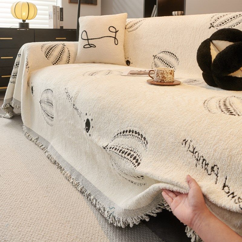 2025年新款加厚沙发盖布秋冬保暖直排三人位沙发套防滑一整张毛毯,居家布艺,沙发套,淘宝优惠券,粉丝福利购,淘宝优惠卷