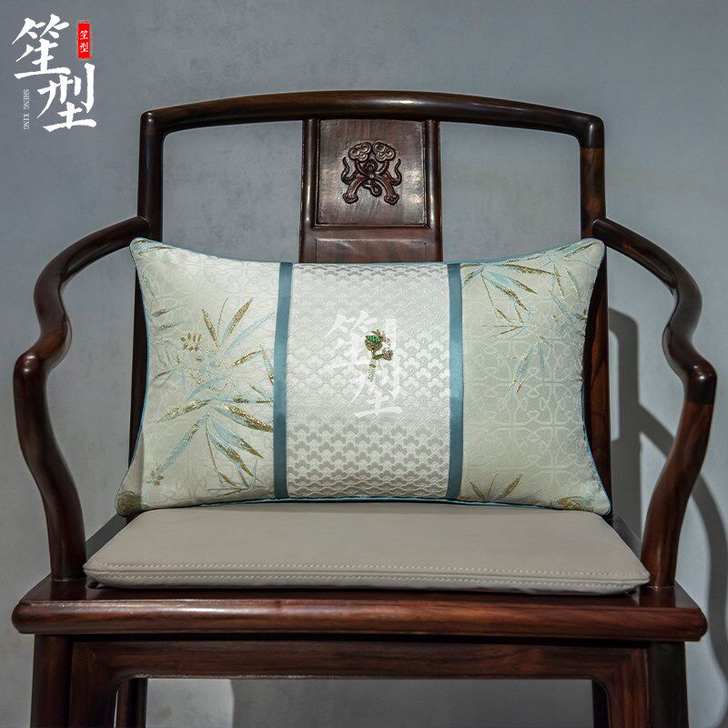 新古典提花腰枕中国风长方形抱枕新中式软装靠腰垫含芯可拆洗定制