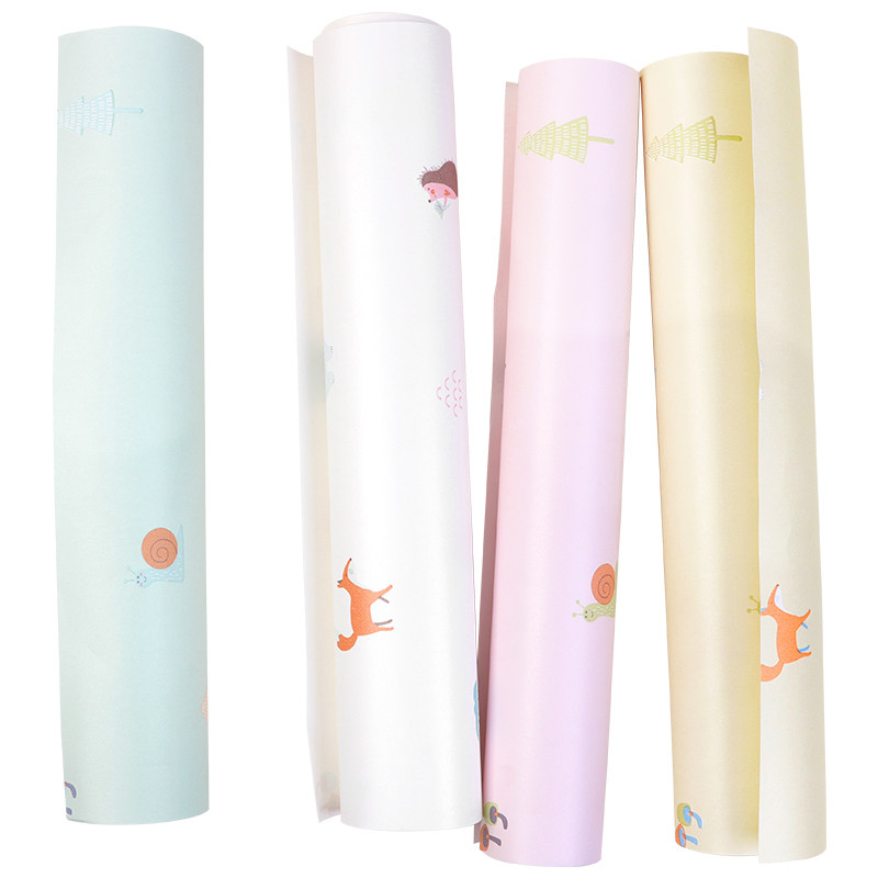 卡通动物无纺布儿童房壁纸女孩卧室男孩房间儿童粉色墙纸  公主粉