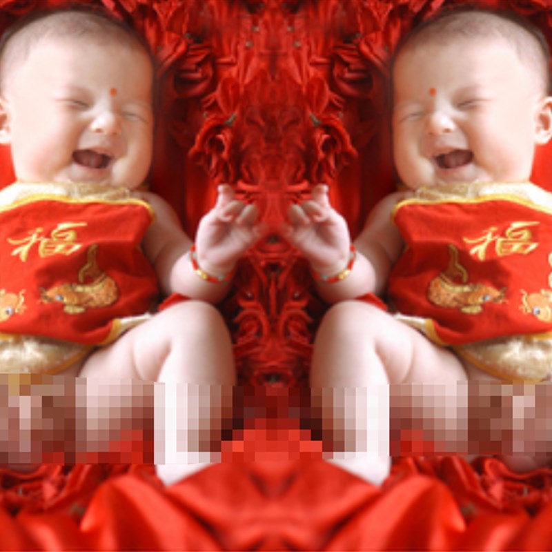 漂亮可爱画宝宝海报宝宝画娃娃画胎教海报双胞胎龙凤墙画防水照片
