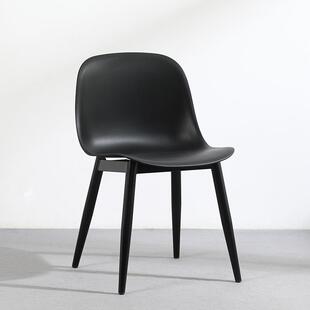 简约办公椅黑色时尚靠背餐椅前台会议室谈判接待洽谈椅子塑料金属