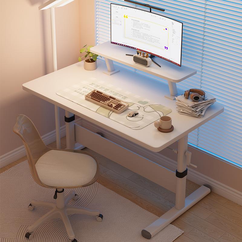手摇电脑桌办公桌台式写字书桌卧室工作台可升降家用客厅儿童学习