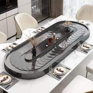 长方形电动送菜转盘椭圆不锈钢输送带机芯用餐桌展示托盘旋转