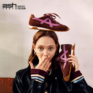 【沈月/张艺凡同款】ASH YOUTH「甜涡」 秋冬薄底真皮休闲德训鞋