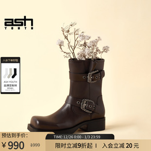 ASH 秋冬「骑士」美拉德牛皮骑士靴中筒靴厚底女靴 YOUTH2025新款