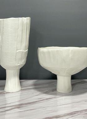 北欧极简陶瓷创意折纸设计花瓶时尚现代酒店样板房家居软装工艺品