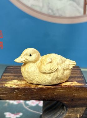 黄杨木雕新中式鸳鸯鸭手把件