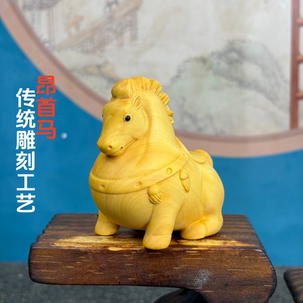 黄杨木雕招财马手把件新中式摆件图片