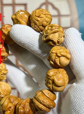 十二生肖手串崖柏木雕刻吊坠挂件