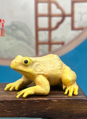 招财黄杨木雕刻家居摆件