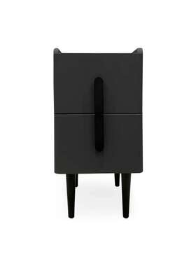 现代简约小户型小尺寸皮艺床头柜全实木意式极简床边柜双抽屉储物