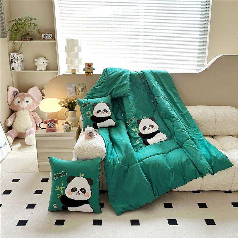 新款专版贴布绣重工刺绣洛卡棉多两用靠垫办公车载用午休抱枕被