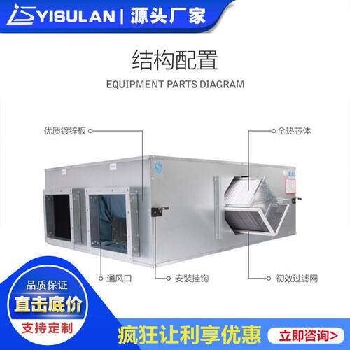 专业生产加工全热交换新风换气机大风量双向流商用新风换气机