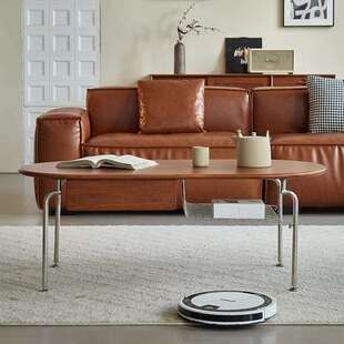 黄杨木茶几客厅家用小户型中古复古椭圆实木带抽双层茶台阳台茶桌