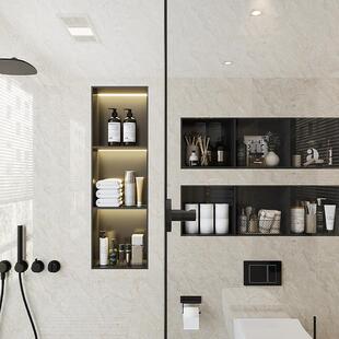 N5304不锈钢壁龛卫生间嵌入式定 制成品电视壁龛金属柜子浴室置物