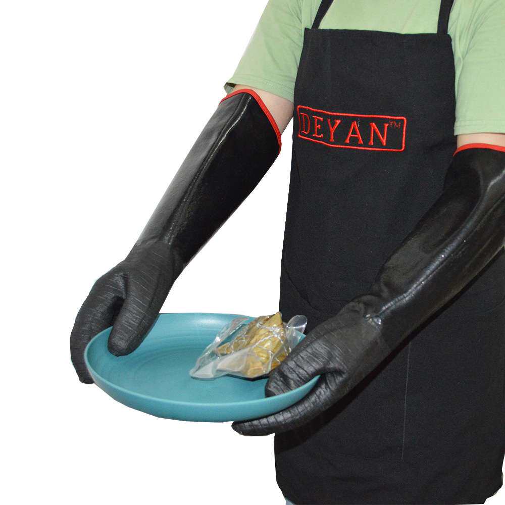 氯丁胶耐高温手套薄款耐350度高温烤箱微波炉锅炉防护手套